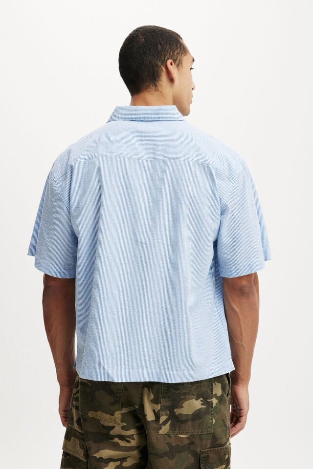 Cotton On Ventura Short Sleeve Shirt Blue Stripe / Print