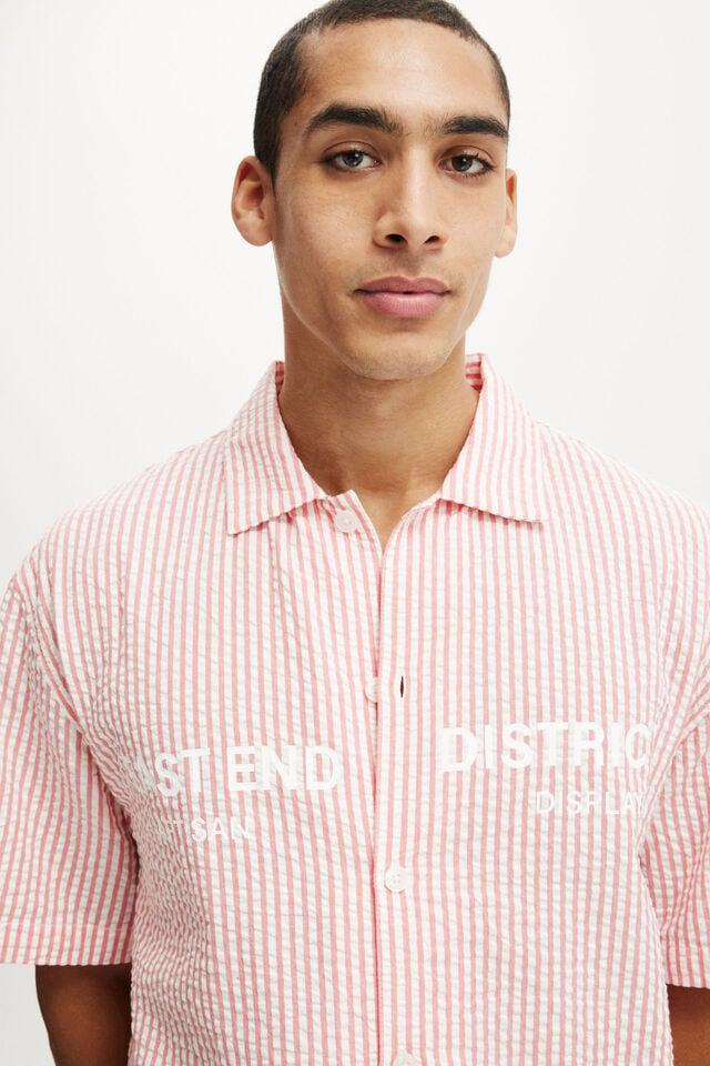 Cotton On Ventura Short Sleeve Shirt Coral Stripe / Print