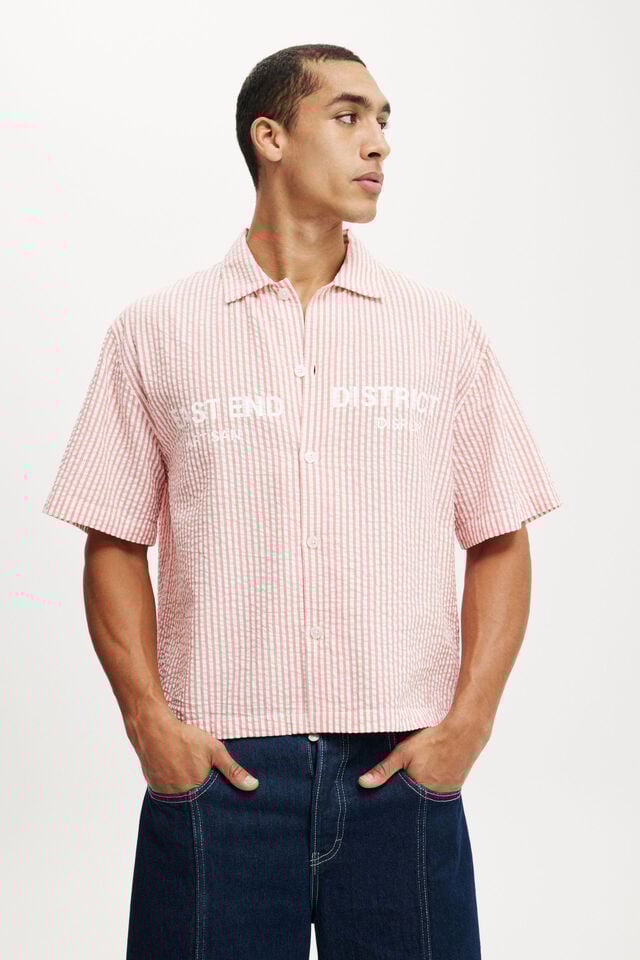 cotton on Ventura Short Sleeve Shirt coral stripe / print