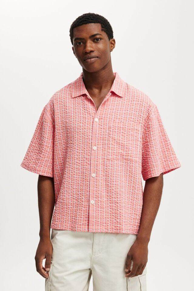 cotton on Ventura Short Sleeve Shirt coral textured check