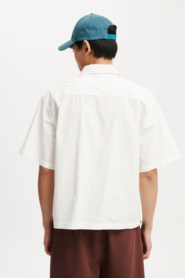Cotton On Ventura Short Sleeve Shirt Off White Stripe