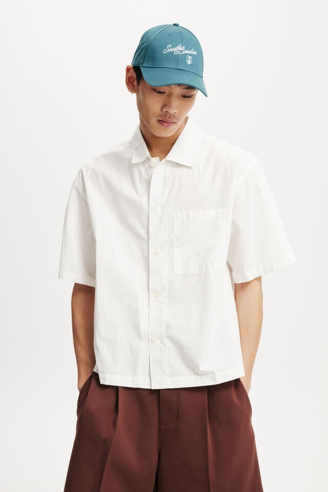 cotton on Ventura Short Sleeve Shirt off white stripe