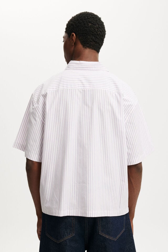 Cotton On Ventura Short Sleeve Shirt Purple Stripe / Print