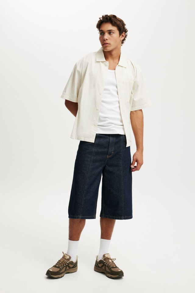 Cotton On Ventura Short Sleeve Shirt Sage Stripe / Print