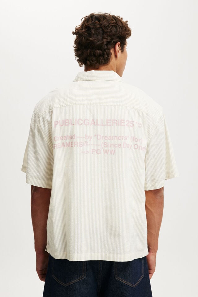 Cotton On Ventura Short Sleeve Shirt Sage Stripe / Print