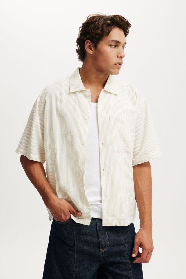 cotton on Ventura Short Sleeve Shirt sage stripe / print