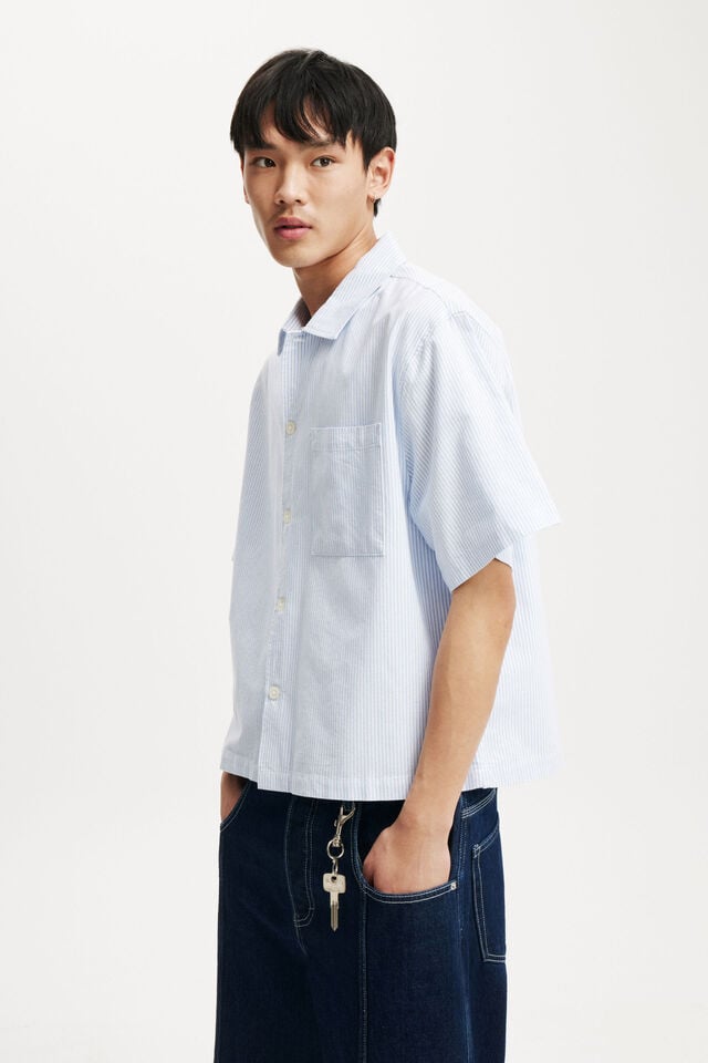 cotton on Ventura Short Sleeve Shirt sky blue mini stripe