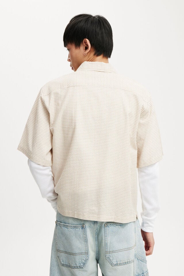 Cotton On Ventura Short Sleeve Shirt Stone Micro Check
