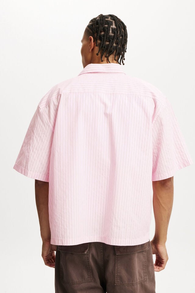 Cotton On Ventura Short Sleeve Shirt Summer Pink Stripe