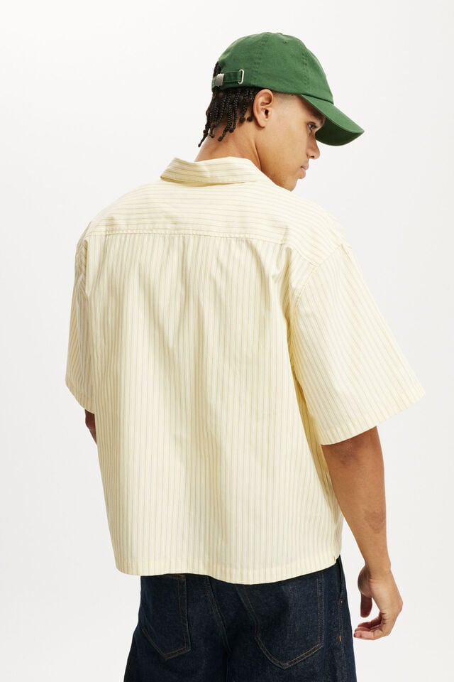 Cotton On Ventura Short Sleeve Shirt Summer Yellow Stripe