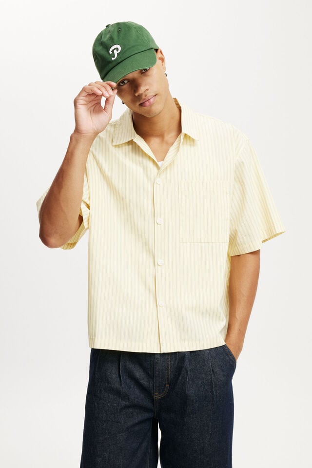 cotton on Ventura Short Sleeve Shirt summer yellow stripe