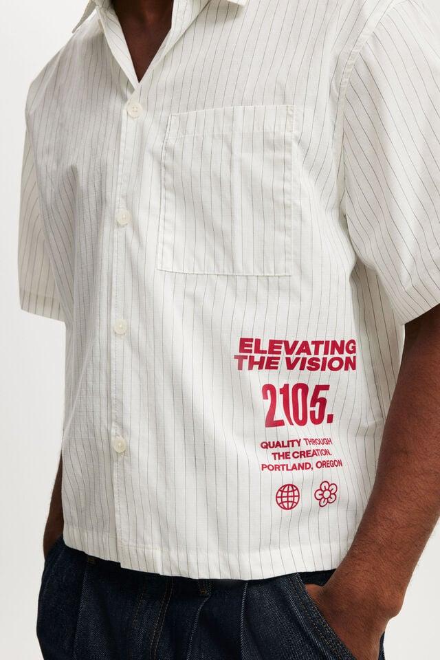 Cotton On Ventura Short Sleeve Shirt White Stripe / Print