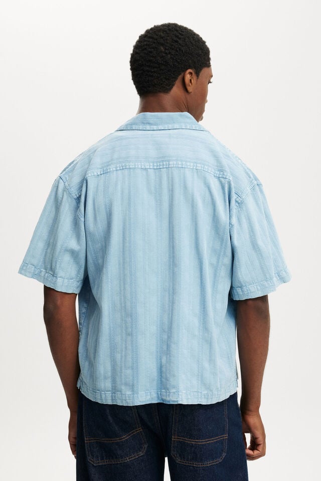 Cotton On Washed Box Fit Short Sleeve Shirt Washed Blue