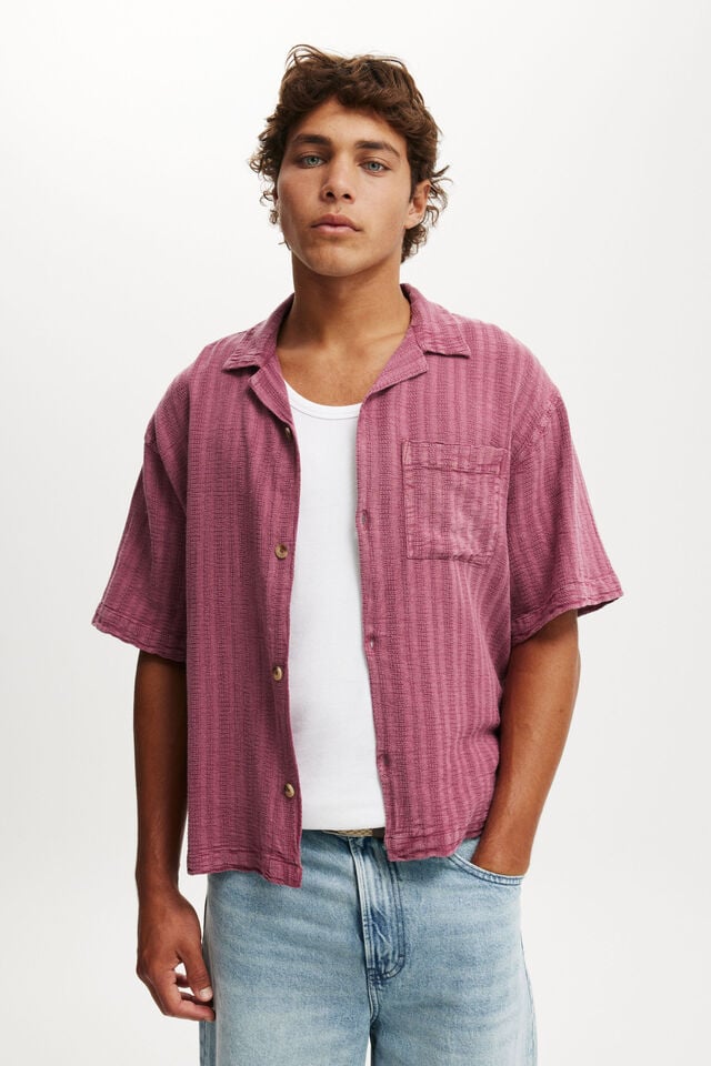 cotton on Washed Box Fit Short Sleeve Shirt washed coral