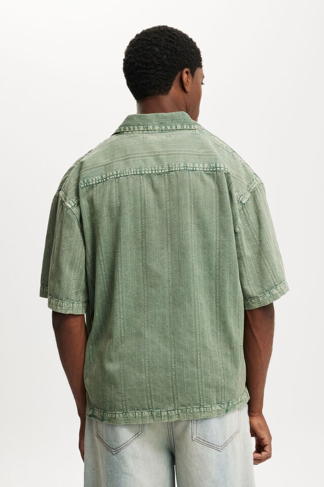 Cotton On Washed Box Fit Short Sleeve Shirt Washed Khaki