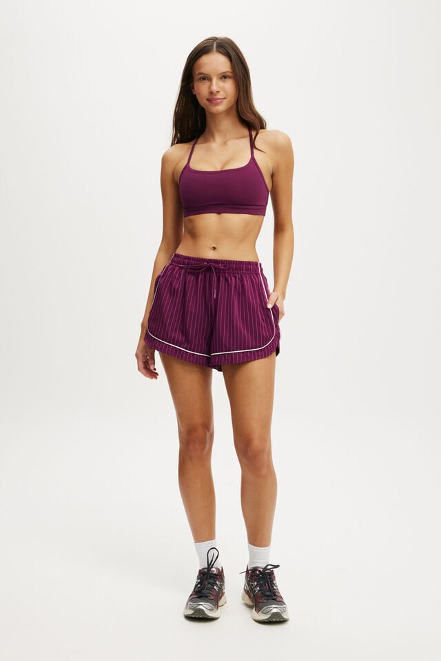 cotton on Woven Curved Hem Short grape juice pinstripe