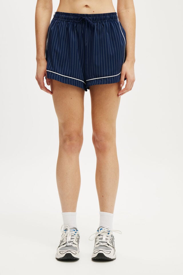 Cotton On Woven Curved Hem Short Heritage Blue Pinstripe