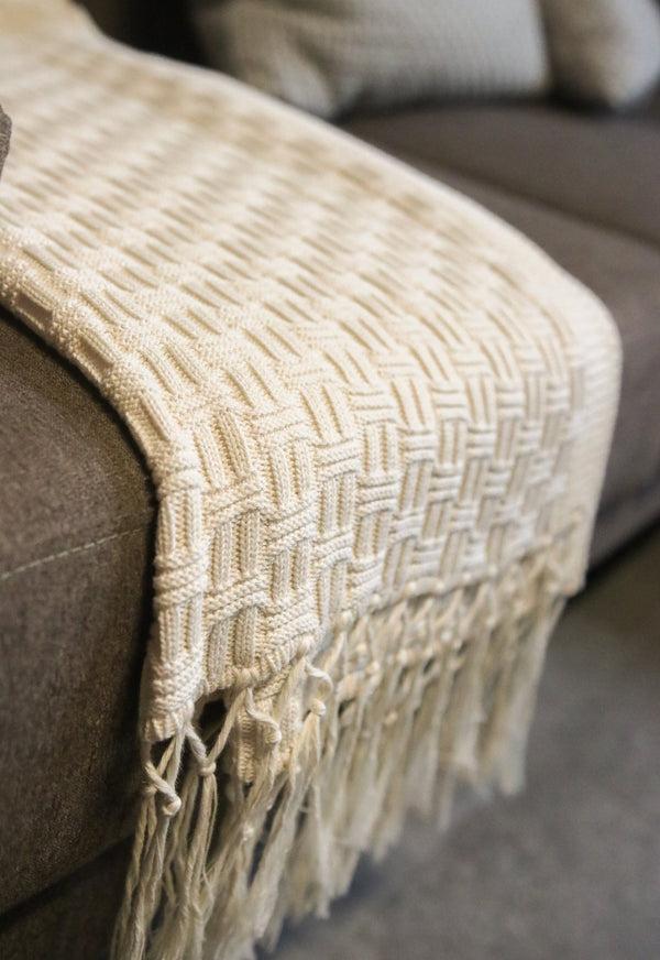 Cottonique 100% Organic Cotton Throw Blanket With Tassels