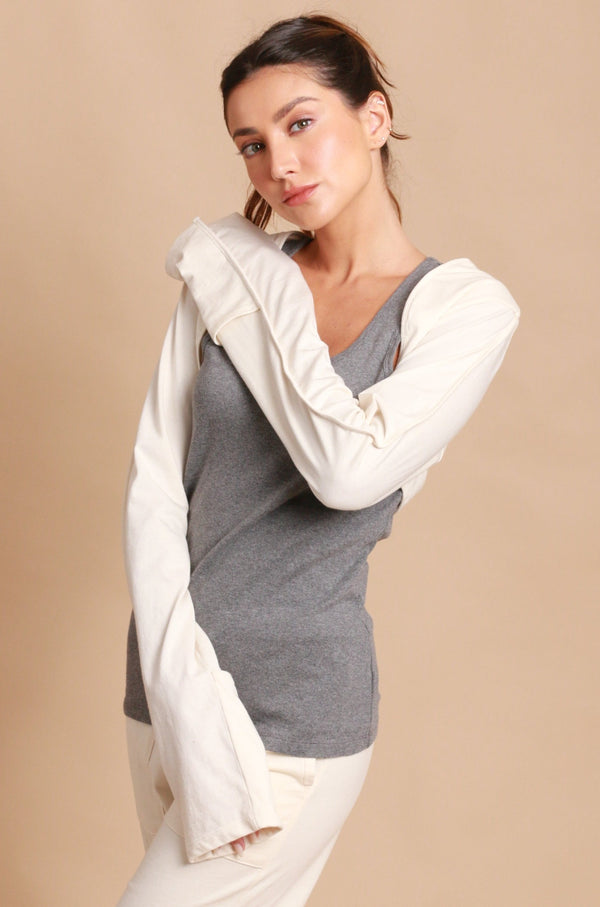 Cottonique Allergy-Free Long Sleeve Bolero Shrug With Reversible Mittens