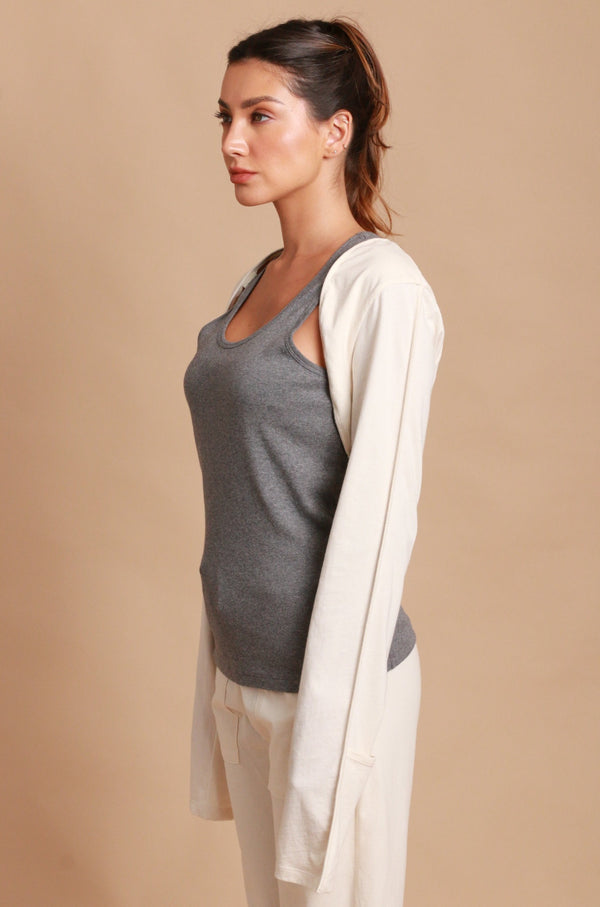 Cottonique Allergy-Free Long Sleeve Bolero Shrug With Reversible Mittens
