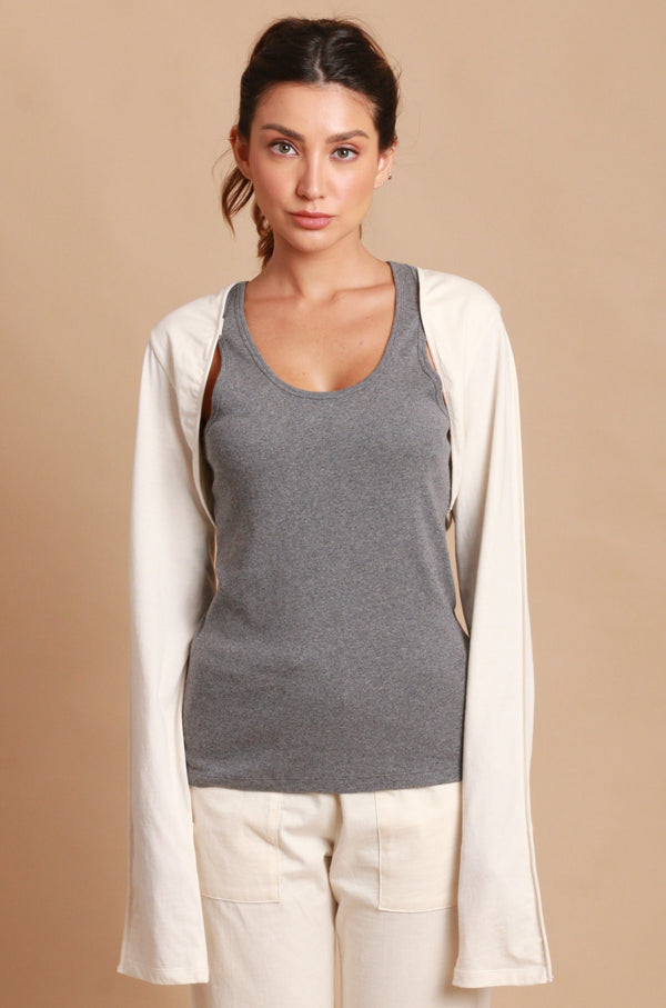 cottonique Allergy-Free Long Sleeve Bolero Shrug with Reversible Mittens