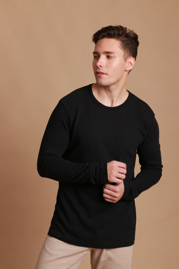 Cottonique Men's Crew Neck Long Sleeve Shirt