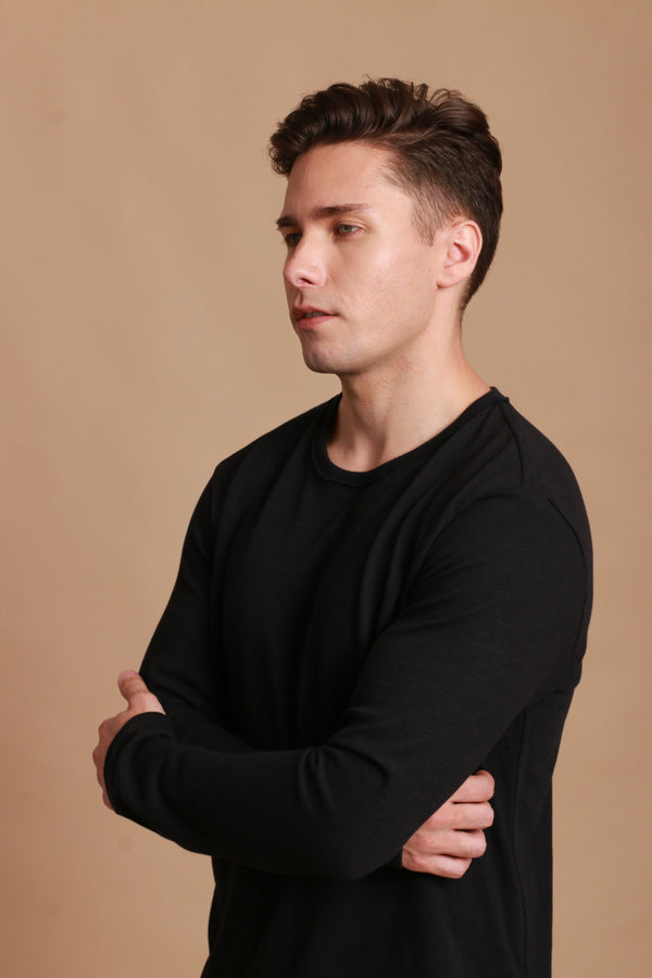 Cottonique Men's Crew Neck Long Sleeve Shirt