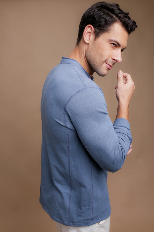 Cottonique Men's Henley Long Sleeve Shirt