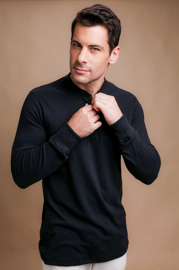 Cottonique Men's Henley Long Sleeve Shirt