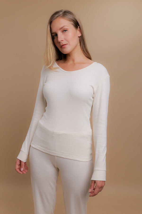 Cottonique Women's Long Sleeve Ribbed Tee