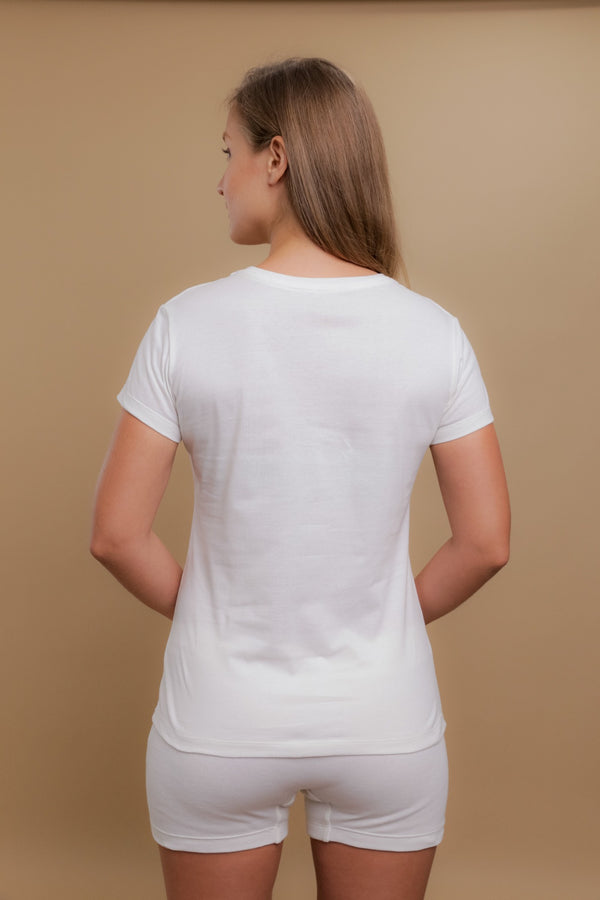 Cottonique Women's Round Neck Cap Sleeve Shirt