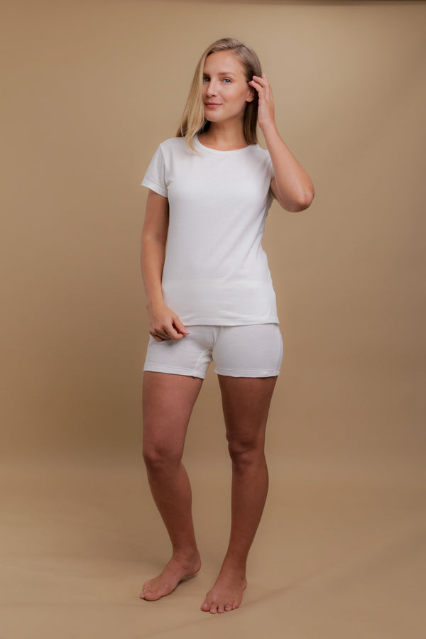 Cottonique Women's Round Neck Cap Sleeve Shirt