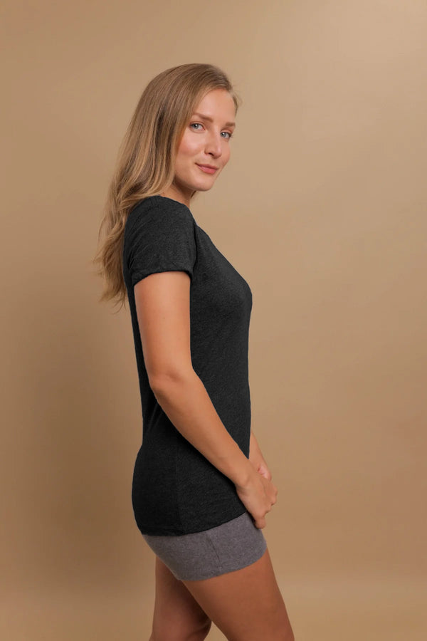 Cottonique Women's Round Neck Cap Sleeve Shirt