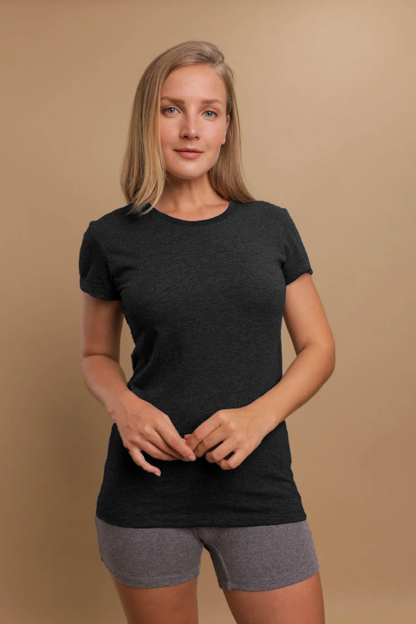 Cottonique Women's Round Neck Cap Sleeve Shirt