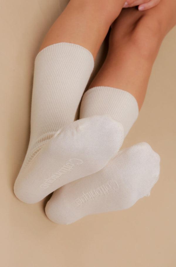 Cottonique Lightweight Latex-Free 100% Organic Cotton Crew Socks (2pairs/pack)