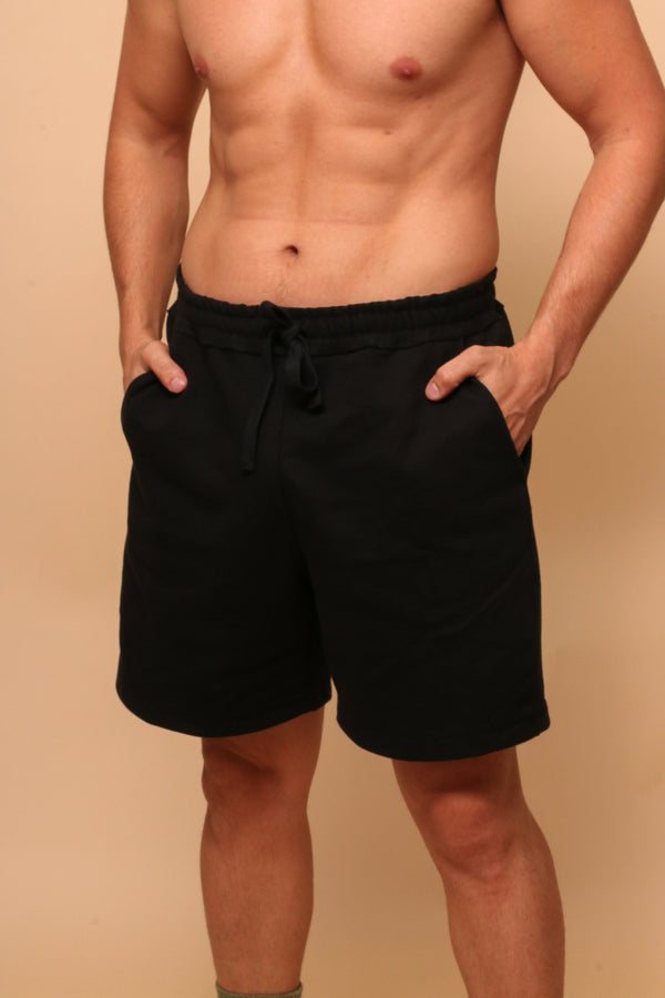 Cottonique Men's Allergy-Free Straight-Leg Elasticized Shorts With Drawstrings