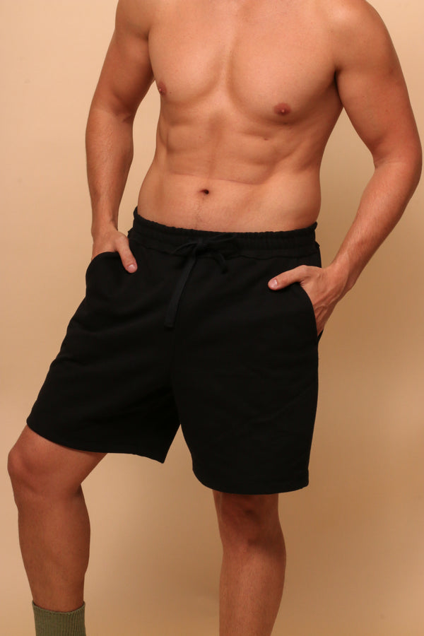 Cottonique Men's Allergy-Free Straight-Leg Elasticized Shorts With Drawstrings