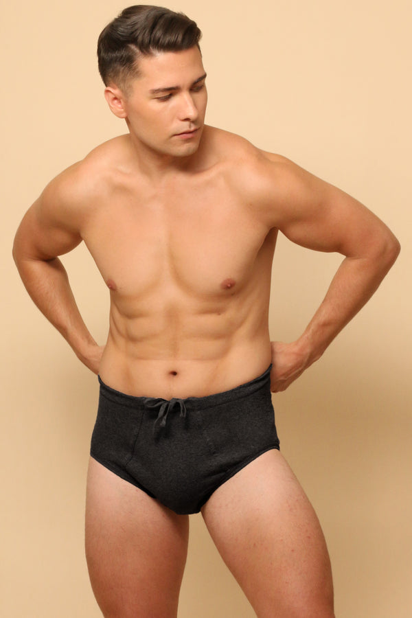 Cottonique Men's Elastic-Free Drawstring Hipster Brief (2/pack)