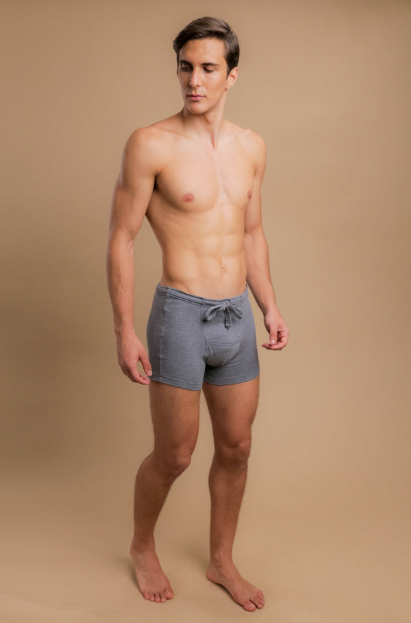 Cottonique Men's Rib Drawstring Boxer Brief With Fly