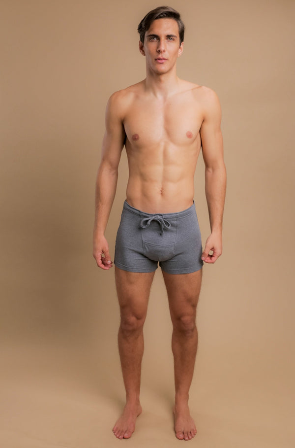 Cottonique Men's Rib Drawstring Boxer Brief With Fly