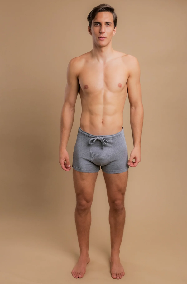 Cottonique Men's Rib Drawstring Boxer Brief With Fly