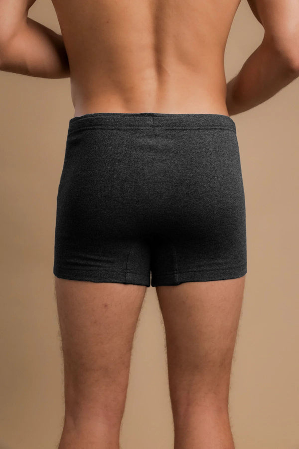 Cottonique Men's Rib Drawstring Boxer Brief With Fly