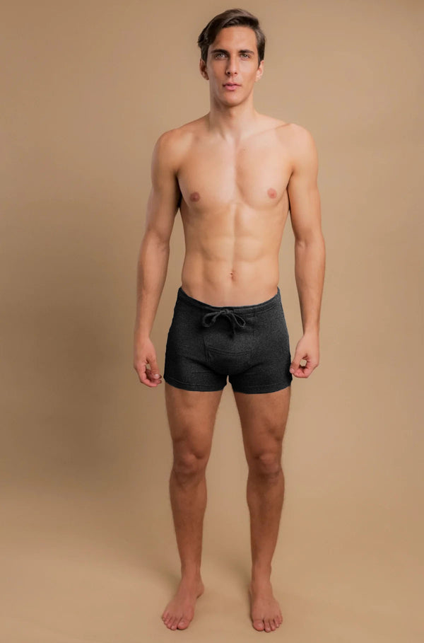 Cottonique Men's Rib Drawstring Boxer Brief With Fly