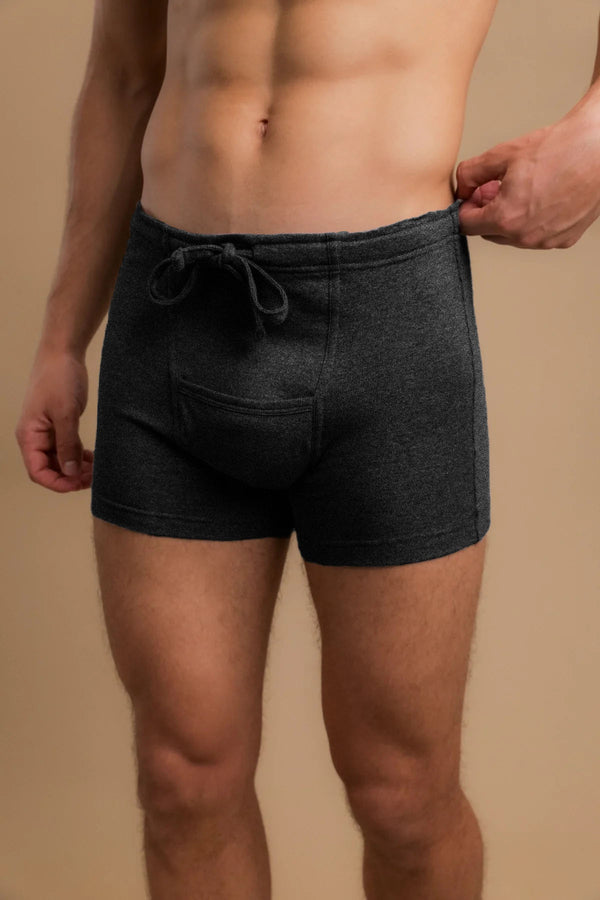 cottonique Men's Rib Drawstring Boxer Brief with Fly