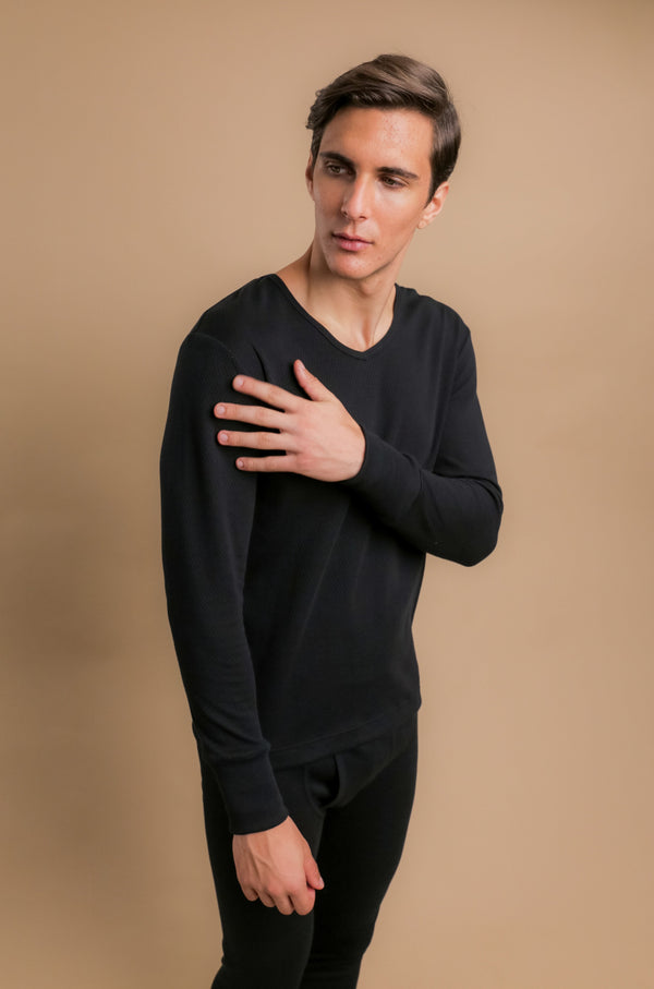 Cottonique Men's Thermal Base Layer Long Sleeve Shirt