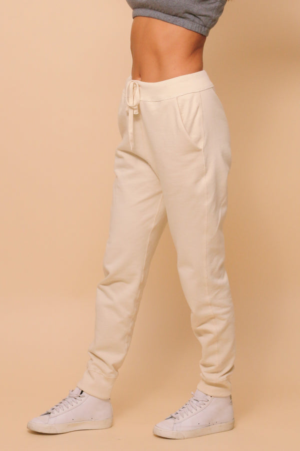 Cottonique Women's Allergy-Free French Terry Elasticized Jogger Sweatpants With Drawstrings