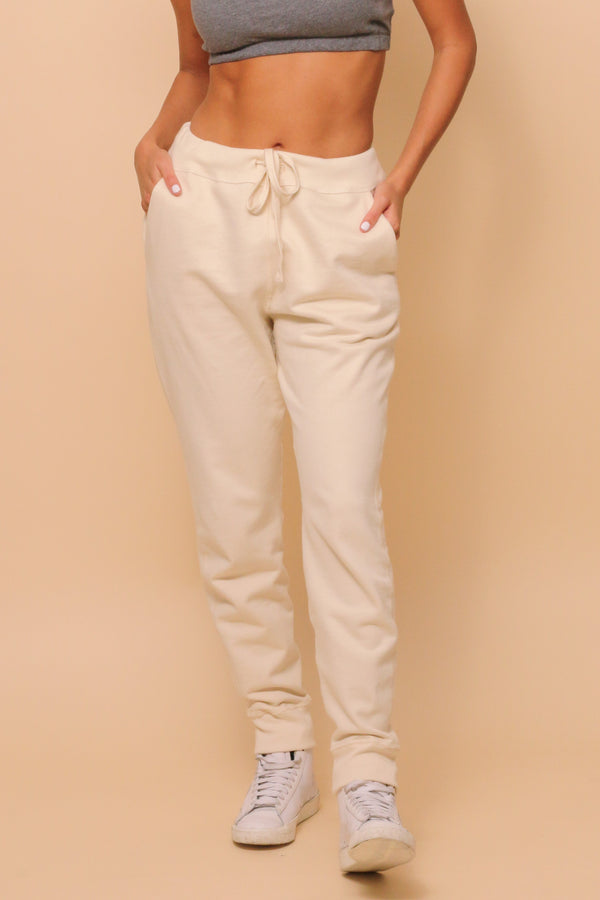 cottonique Women's Allergy-Free French Terry Elasticized Jogger Sweatpants with Drawstrings