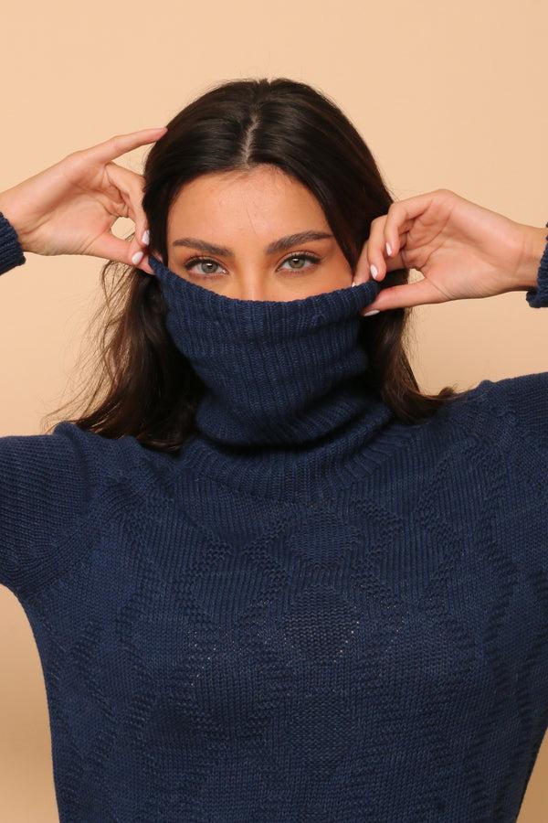 Cottonique Women's Allergy-Free Knitted Turtleneck Long Sleeve