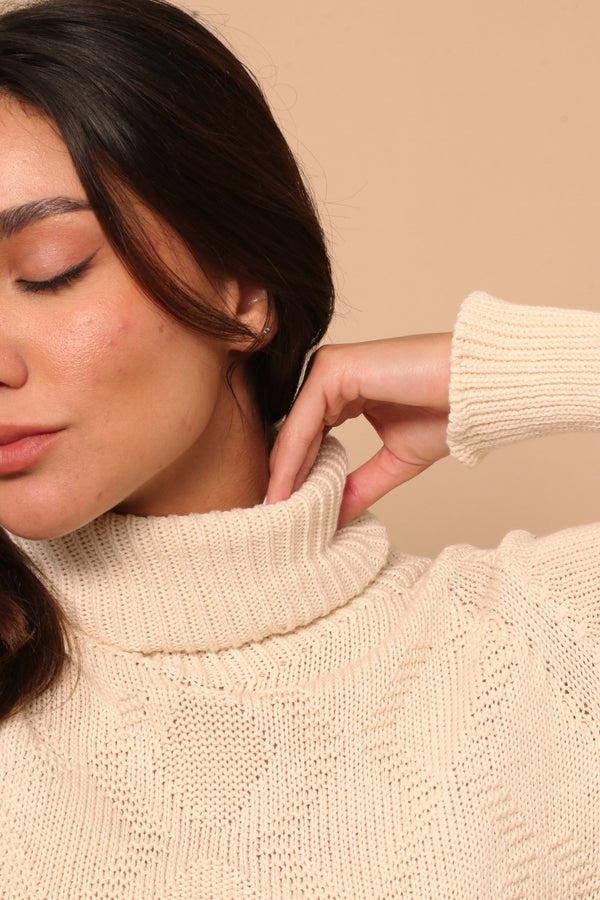 Cottonique Women's Allergy-Free Knitted Turtleneck Long Sleeve