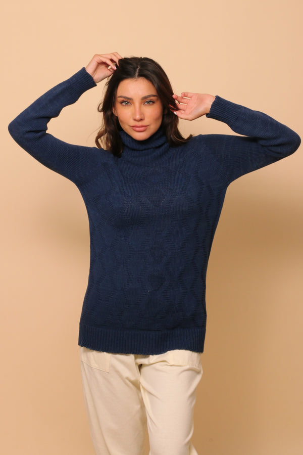 cottonique Women's Allergy-Free Knitted Turtleneck Long Sleeve
